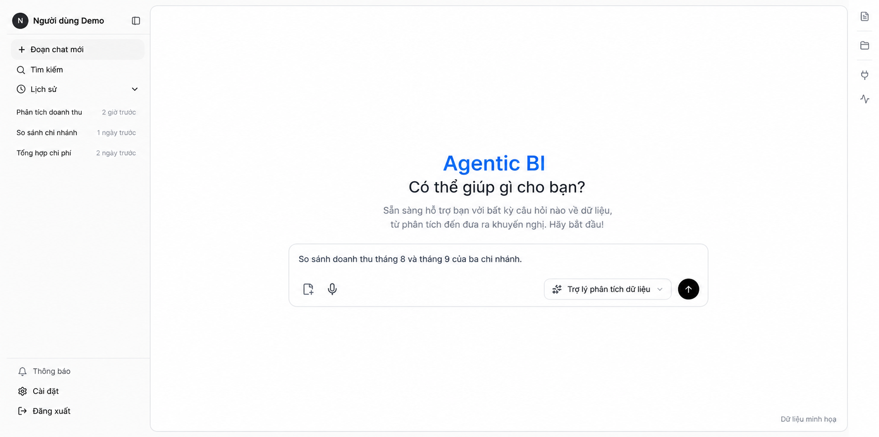 Giao diện demo Agentic BI