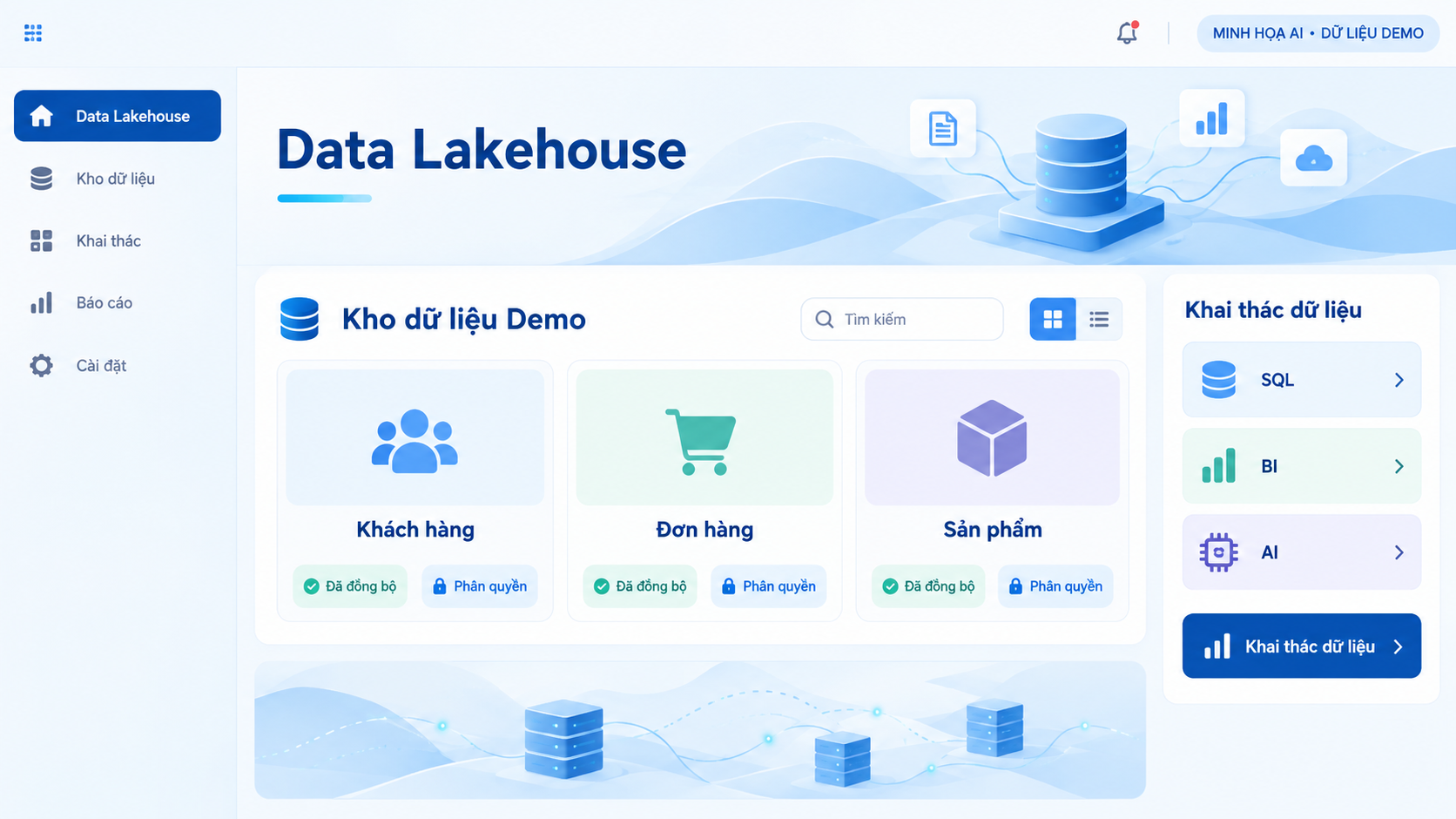 Giao diện kho dữ liệu Demo