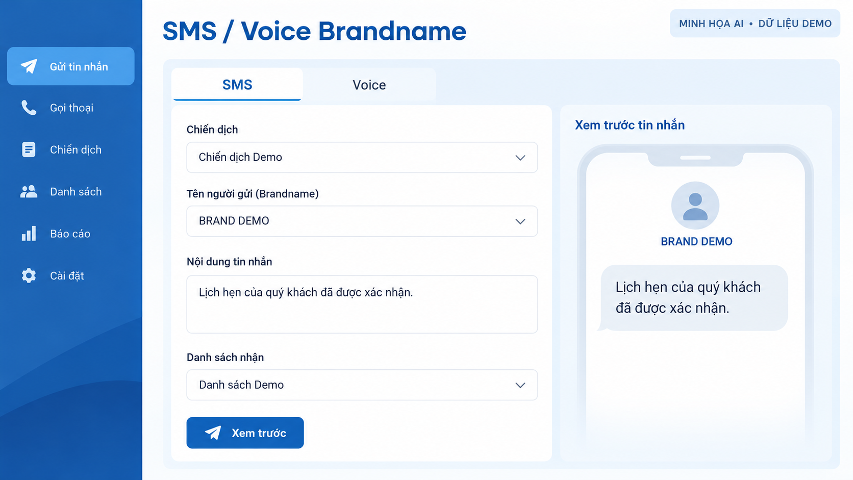 Chuẩn bị chiến dịch SMS/Voice